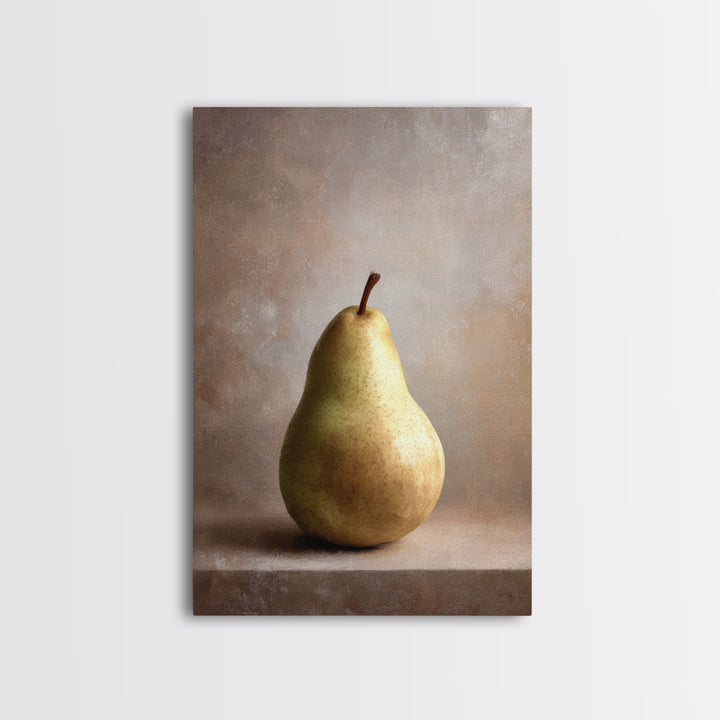 Classic Pear Still Life for Cozy Hospitality Framed Canvas Print, Guest Bedroom Art, Art Print, Bedroom Decor, Fine Art, Guest, GBA-2x3-100