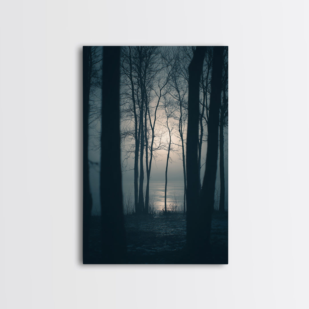 Monochrome Forest Silhouette Framed Canvas Print, Guest Bedroom Art, Contemporary Art, Bedroom Decor, Fine Art, Guest, GBA-2x3-21