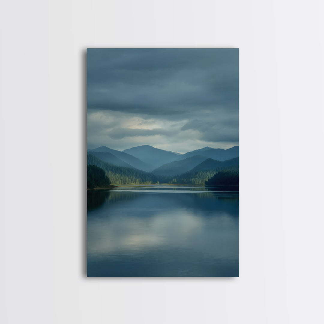 Quiet Lake Landscape at Early Morning Framed Canvas Print, Guest Bedroom Art, Contemporary Art, Bedroom Decor, Fine Art, Guest, GBA-2x3-34