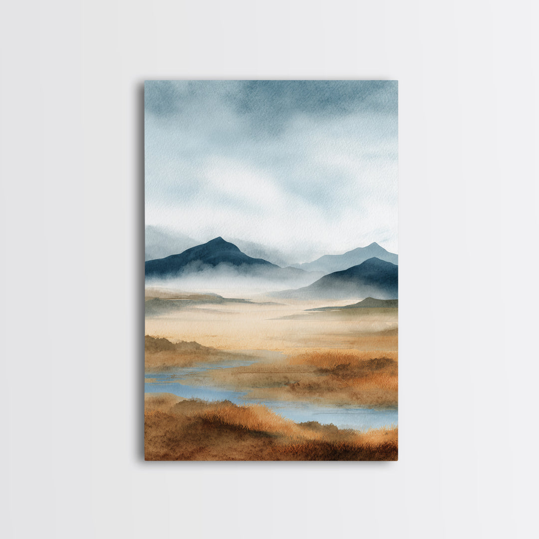 Soft Mountain Horizon Canvas Print, Guest Bedroom Art, Minimalist Decor, Bedroom Decor, Fine Art, Guest, Digital Print, GBA-2x3-39