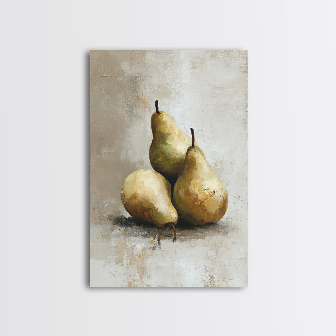Classic Pear Still Life for Cozy Hospitality Framed Canvas Print, Guest Bedroom Art, Statement Artwork, Bedroom Decor, Guest, GBA-2x3-4