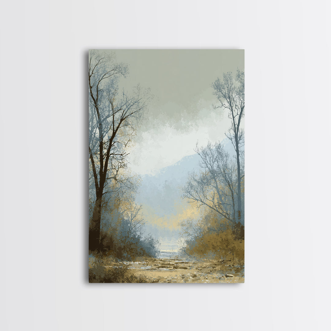 Monochrome Forest Silhouette Canvas Print, Guest Bedroom Art, Prints, Bedroom Decor, Oil Painting, Guest 445, Set of Wall Art, GBA-2x3-45