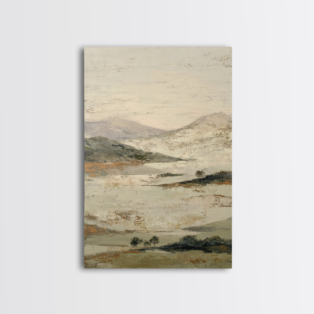 Gentle Rain over Distant Hills Framed Canvas Print, Guest Bedroom Art, Neutral Decor, Bedroom Decor, Abstract Art, Guest, GBA-2x3-56