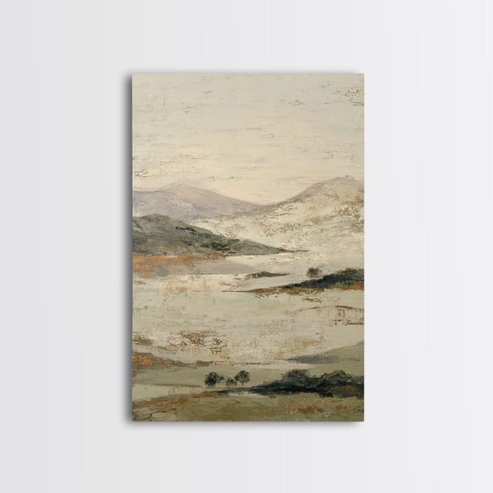 Gentle Rain over Distant Hills Framed Canvas Print, Guest Bedroom Art, Neutral Decor, Bedroom Decor, Abstract Art, Guest, GBA-2x3-56