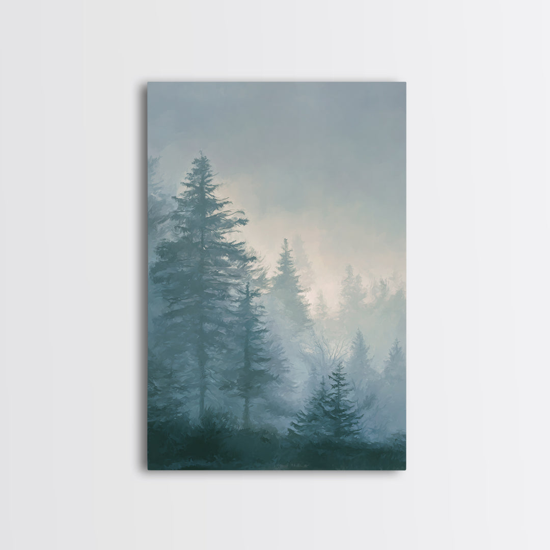 Monochrome Forest Silhouette Framed Canvas Print, Guest Bedroom Art, Bedroom Decor, Fine Art, Guest, Above Bed Decor, GBA-2x3-69