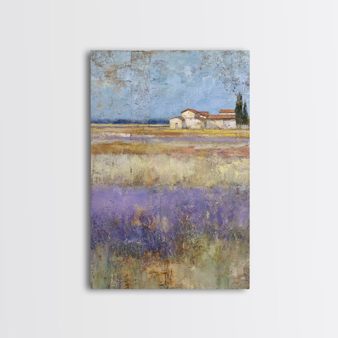 Lavender Field under Pale Sky Framed Canvas Print, Guest Bedroom Art, Home, Bedroom Decor, Fine Art, Guest, Bedroom Wall Art, GBA-2x3-75