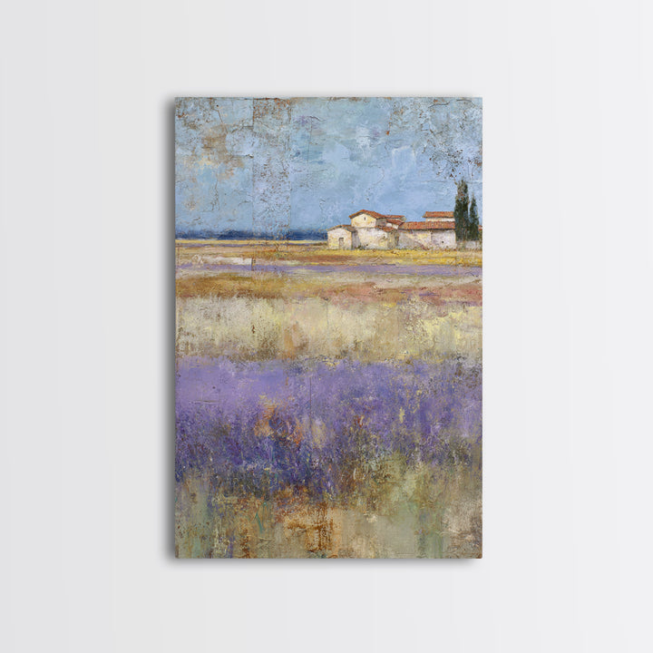 Lavender Field under Pale Sky Framed Canvas Print, Guest Bedroom Art, Home, Bedroom Decor, Fine Art, Guest, Bedroom Wall Art, GBA-2x3-75