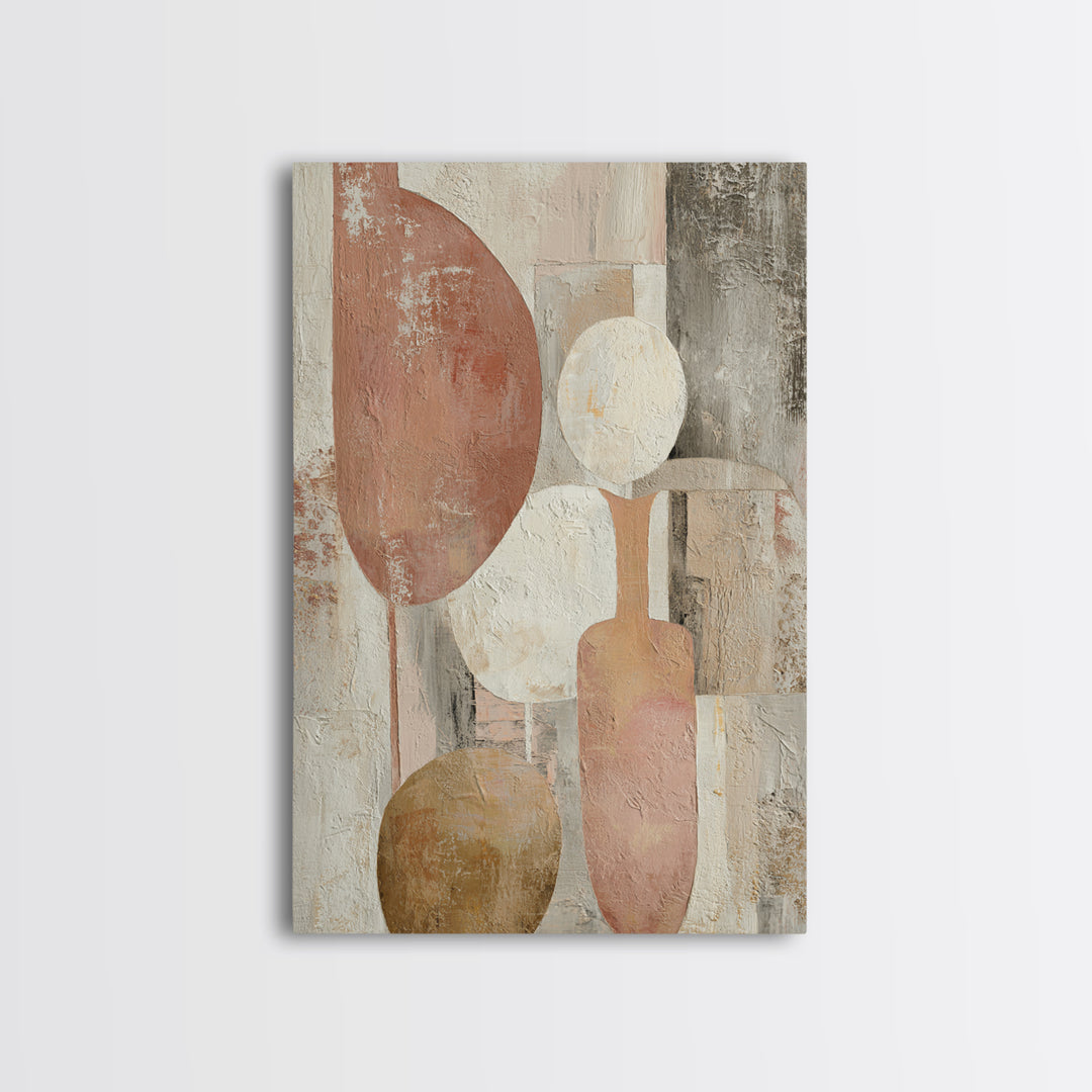 Warm Terracotta Shapes Framed Canvas Print, Guest Bedroom Art, Digital Prints, Bedroom Decor, Abstract Art, Guest, GBA-2x3-78