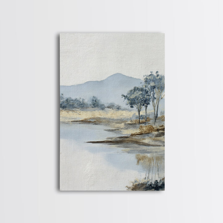 Gentle Rain over Distant Hills Framed Canvas Print, Guest Bedroom Art, Bedroom Wall Decor, Bedroom Decor, Oil Painting, Guest, GBA-2x3-8