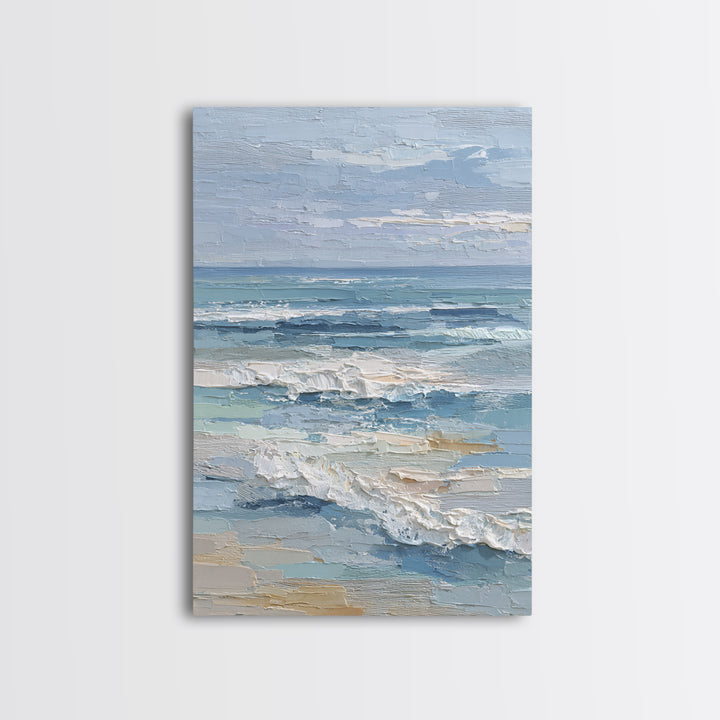 Coastal Dunes in Pale Blue and Sand Framed Canvas Print, Guest Bedroom Art, Farmhouse Decor, Bedroom Decor, Fine Art, Guest, GBA-2x3-85