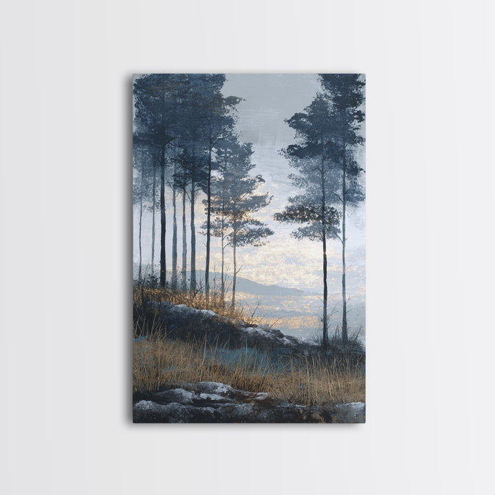 Monochrome Forest Silhouette Framed Canvas Print, Guest Bedroom Art, Bedroom Decor, Fine Art, Guest, Above Bed Decor, GBA-2x3-93