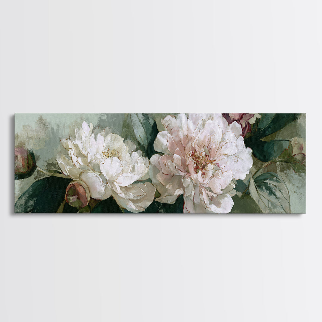 Neutral Peony Painting Framed Canvas Print, Guest Bedroom Art, Printable Art, Bedroom Decor, Abstract Art, Guest, GBA-3x1-1