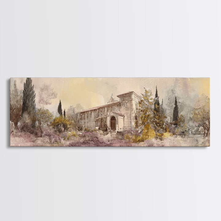 Lavender Field under Pale Sky Canvas Print, Guest Bedroom Art, Trendy Wall Art, Bedroom Decor, Watercolor Art, Guest, GBA-3x1-11