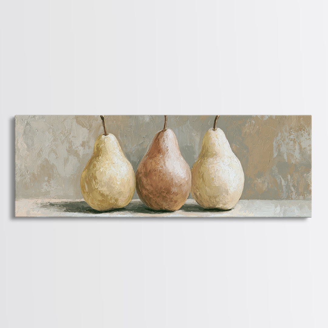 Classic Pear Still Life for Cozy Hospitality Framed Canvas Print, Guest Bedroom Art, Funky Wall Art, Bedroom Decor, Guest, GBA-3x1-12
