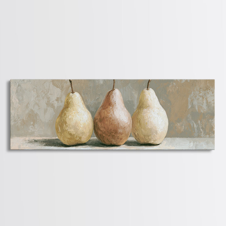 Classic Pear Still Life for Cozy Hospitality Framed Canvas Print, Guest Bedroom Art, Funky Wall Art, Bedroom Decor, Guest, GBA-3x1-12
