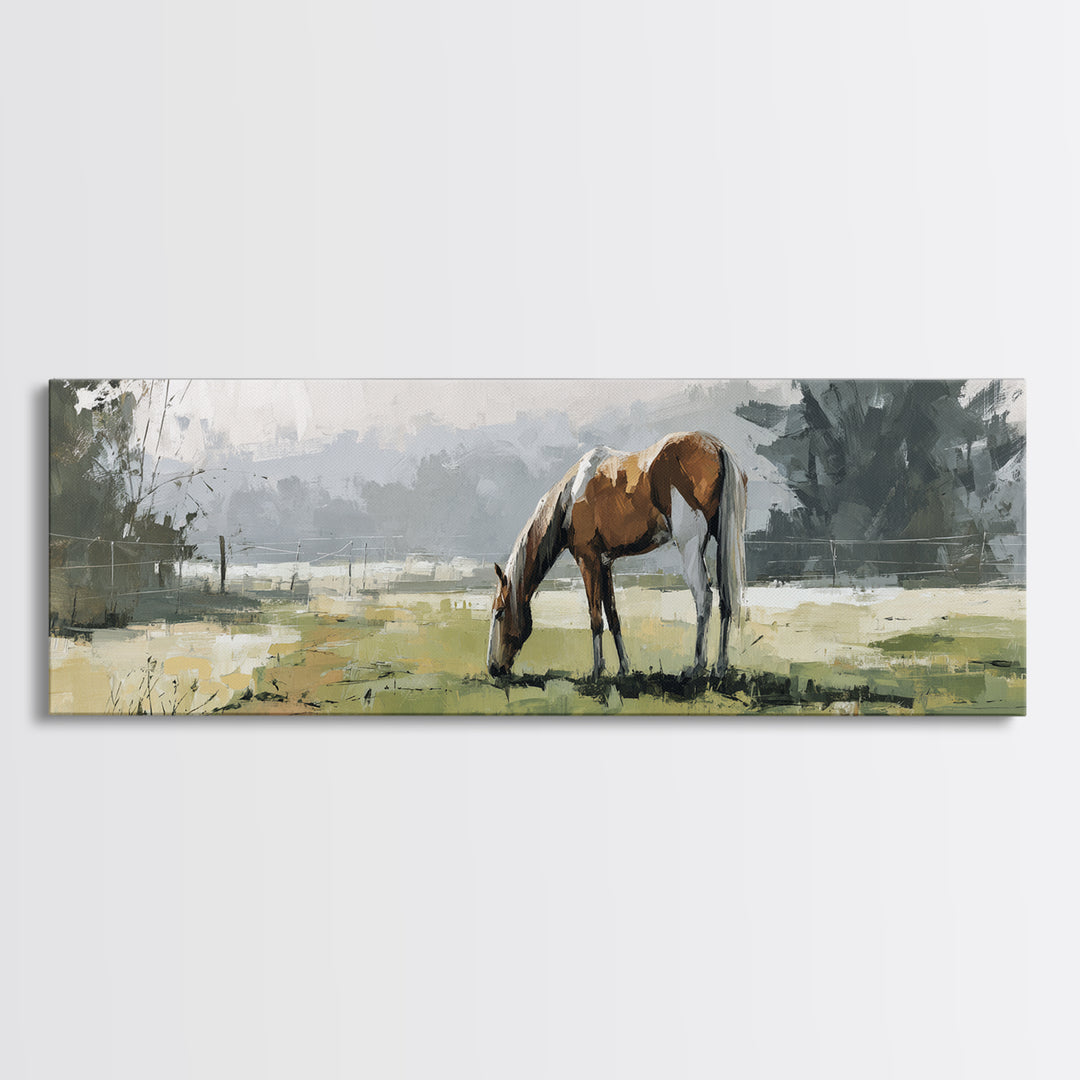 Quiet Horse Pasture at Sunset Canvas Print, Guest Bedroom Art, Bedroom Decor, Fine Art, Guest, Above Bed Decor, Funky Wall Art, GBA-3x1-13