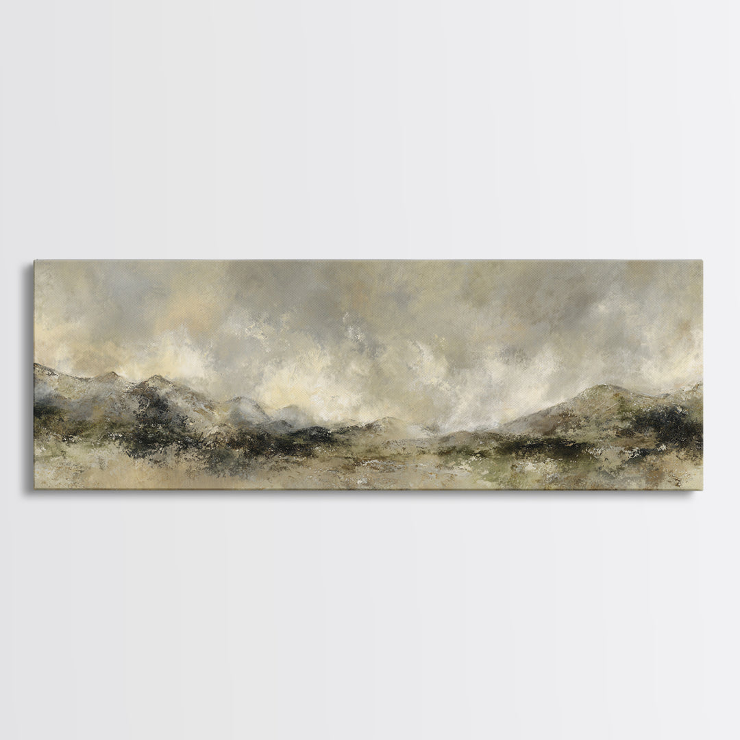 Gentle Rain over Distant Hills Canvas Print, Guest Bedroom Art, Bedroom Wall Art, Bedroom Decor, Fine Art, Guest, Neutral Decor, GBA-3x1-16