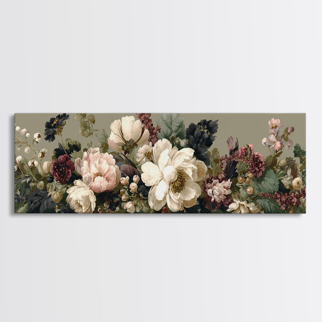 Welcoming Wildflower Bouquet Framed Canvas Print, Guest Bedroom Art, Set of 3 Wall Art, Bedroom Decor, Watercolor Art, Guest, GBA-3x1-17