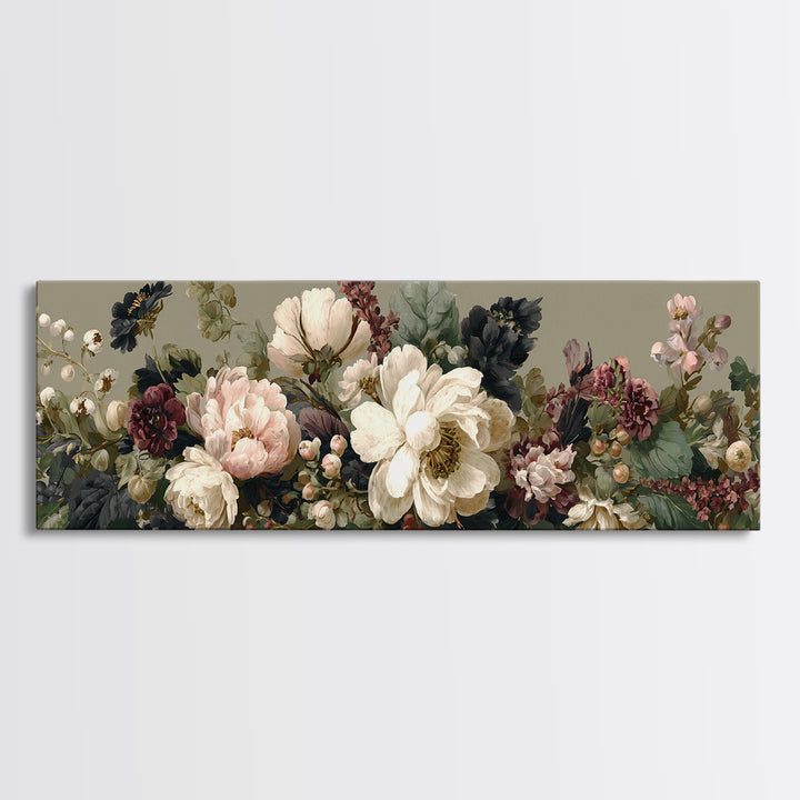 Welcoming Wildflower Bouquet Framed Canvas Print, Guest Bedroom Art, Set of 3 Wall Art, Bedroom Decor, Watercolor Art, Guest, GBA-3x1-17