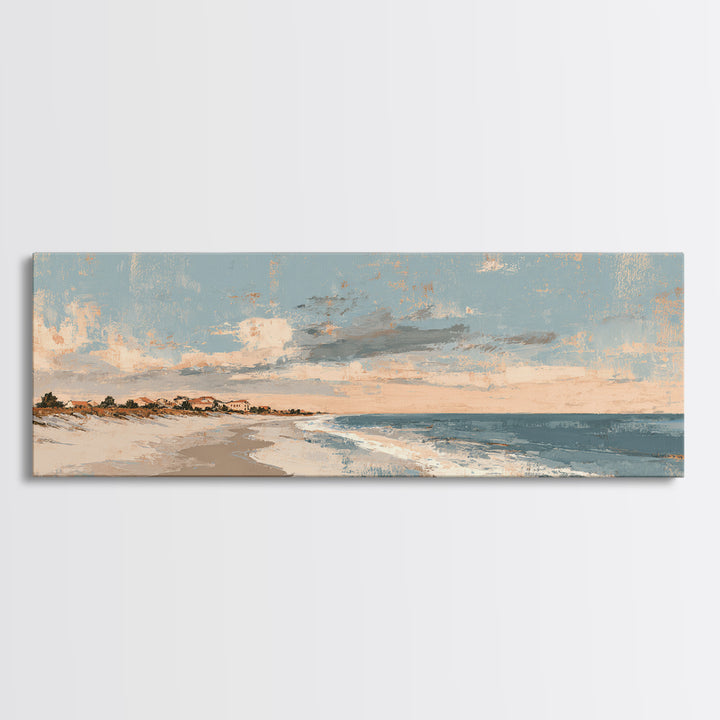 Coastal Dunes in Pale Blue and Sand Canvas Print, Guest Bedroom Art, Living Room Wall Art, Bedroom Decor, Fine Art, Guest, GBA-3x1-21