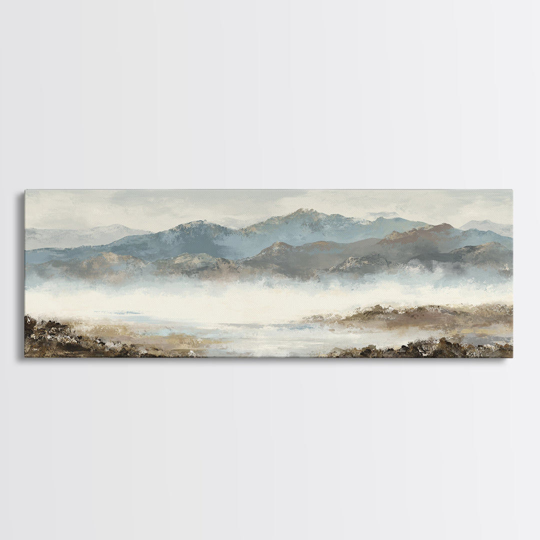 Soft Mountain Horizon Framed Canvas Print, Guest Bedroom Art, Boho Decor, Bedroom Decor, Fine Art, Guest, Digital Prints, GBA-3x1-23
