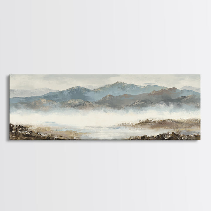 Soft Mountain Horizon Framed Canvas Print, Guest Bedroom Art, Boho Decor, Bedroom Decor, Fine Art, Guest, Digital Prints, GBA-3x1-23