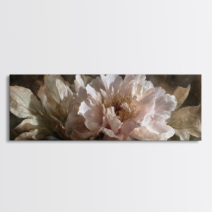 Neutral Peony Painting Canvas Print, Guest Bedroom Art, Bedroom Wall Art, Bedroom Decor, Fine Art, Guest, Neutral Decor, GBA-3x1-25