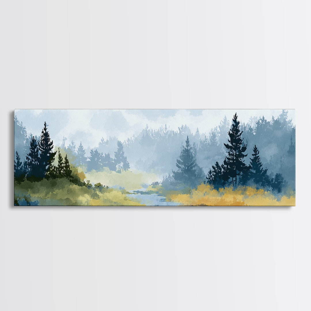 Monochrome Forest Silhouette Canvas Print, Guest Bedroom Art, Farmhouse Decor, Bedroom Decor, Fine Art, Guest, Trendy Wall Art, GBA-3x1-29