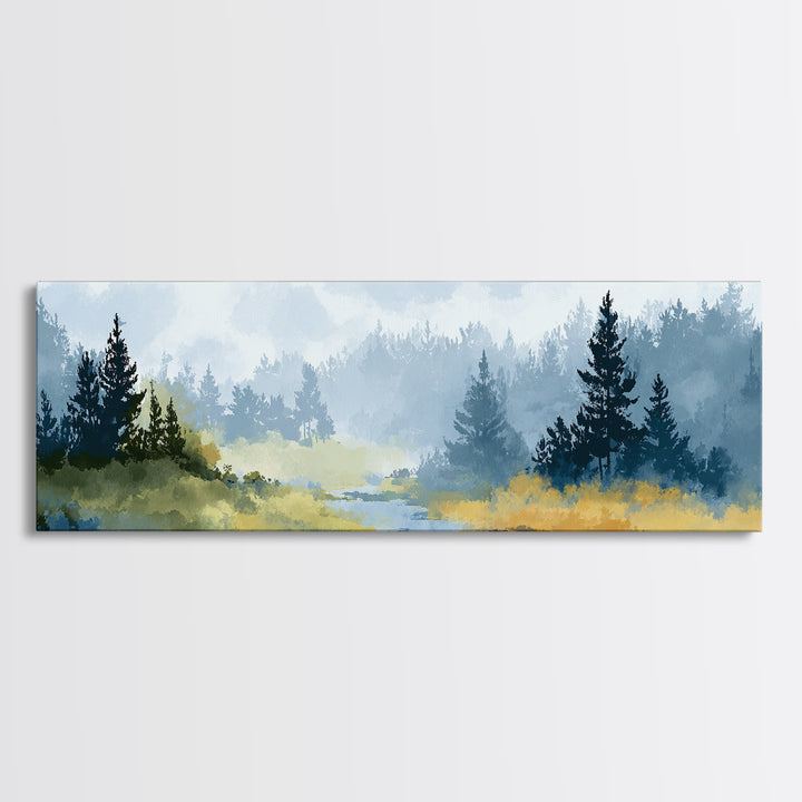 Monochrome Forest Silhouette Canvas Print, Guest Bedroom Art, Farmhouse Decor, Bedroom Decor, Fine Art, Guest, Trendy Wall Art, GBA-3x1-29