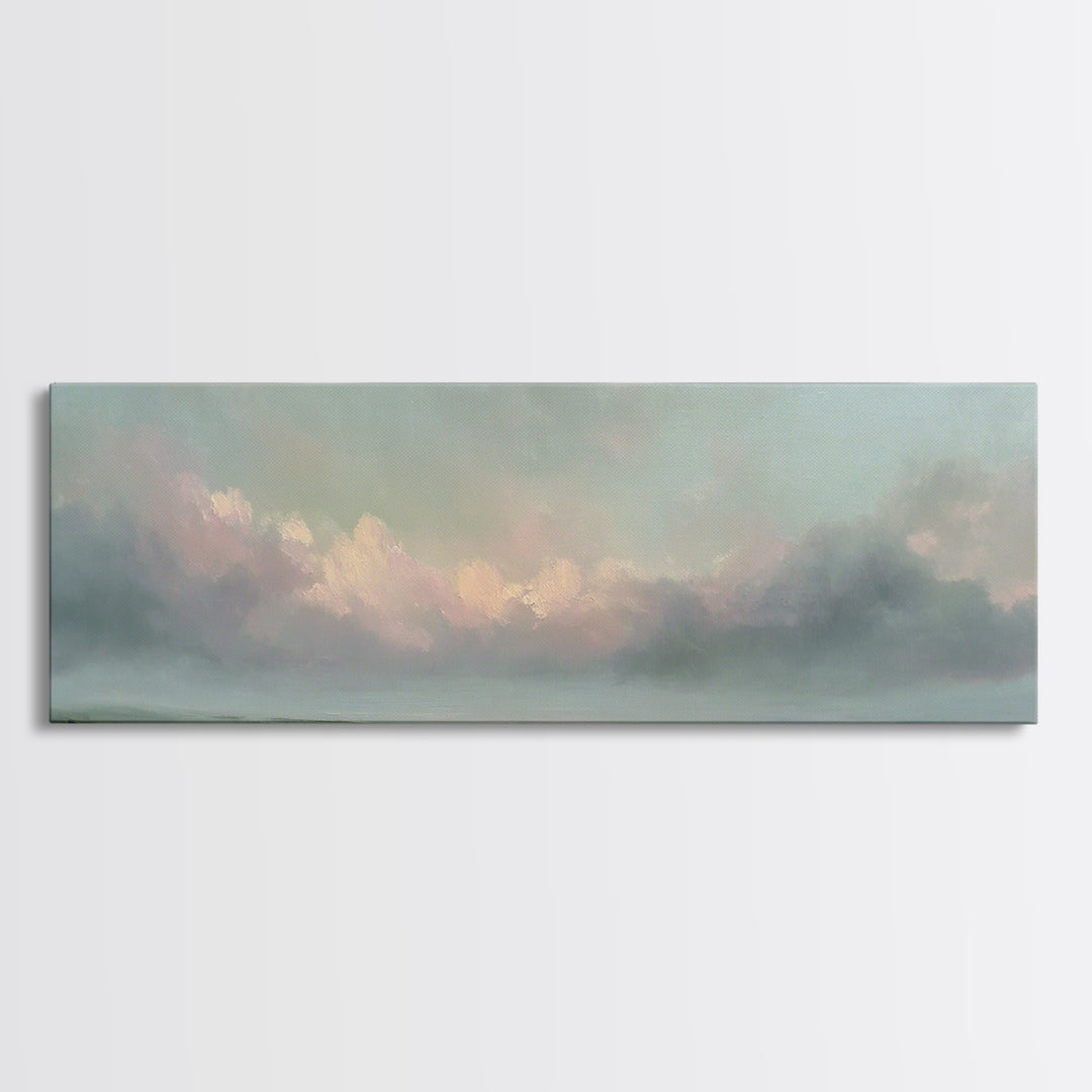 Romantic Cloudscape in Blush and Ivory Canvas Print, Guest Bedroom Art, Gallery Decor, Bedroom Decor, Fine Art, Guest, GBA-3x1-3