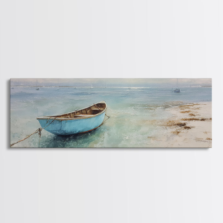 Soft Watercolor Sailboat on Quiet Water Canvas Print, Guest Bedroom Art, Home, Bedroom Decor, Abstract Art, Guest, GBA-3x1-34