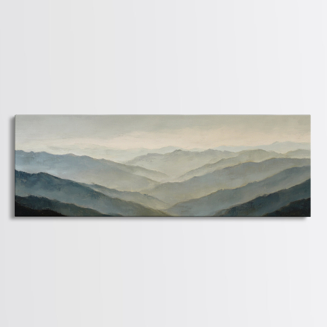 Soft Mountain Horizon Framed Canvas Print, Guest Bedroom Art, Wall Decor, Bedroom Decor, Fine Art, Guest, Living Room Decor, GBA-3x1-47