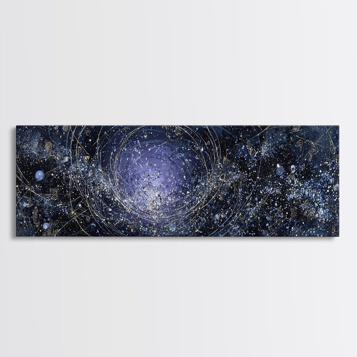 Minimal Moon and Stars Composition Framed Canvas Print, Guest Bedroom Art, Textured Painting, Bedroom Decor, Fine Art, Guest, GBA-3x1-56
