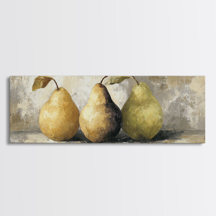 Classic Pear Still Life for Cozy Hospitality Framed Canvas Print, Guest Bedroom Art, Boho Decor, Bedroom Decor, Fine Art, Guest, GBA-3x1-60