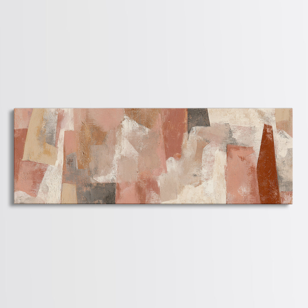 Warm Terracotta Shapes Canvas Print, Guest Bedroom Art, Gallery Decor, Bedroom Decor, Fine Art, Guest, Contemporary Art, GBA-3x1-62