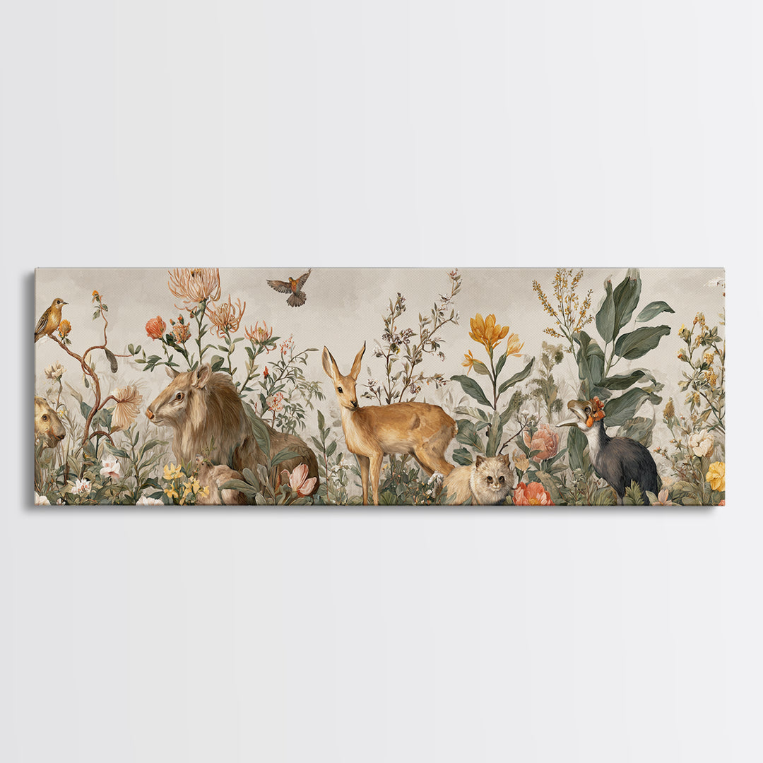 Sunlit Meadow with Delicate Flowers Framed Canvas Print, Guest Bedroom Art, Bedroom Decor, Watercolor Art, Guest, GBA-3x1-79