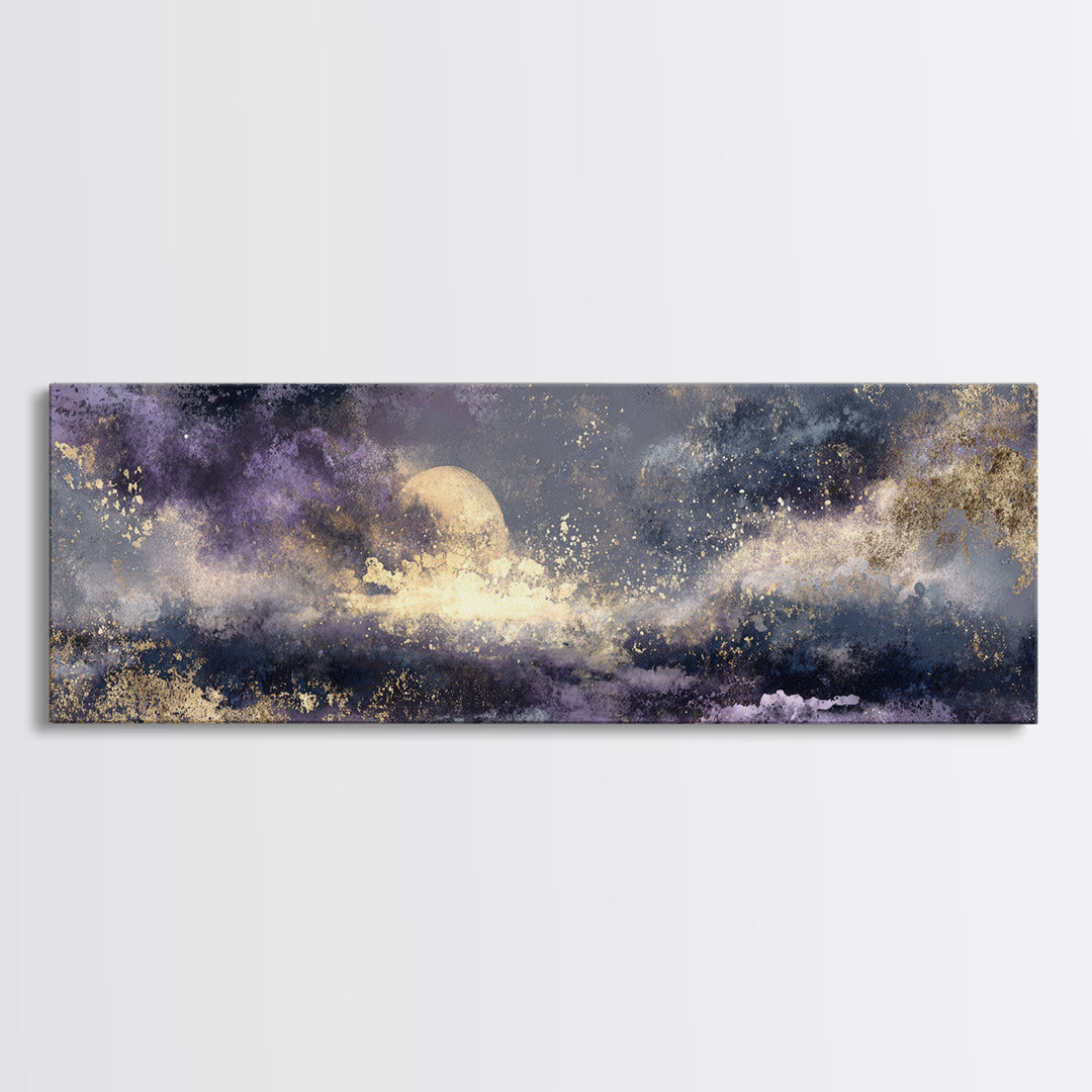 Minimal Moon and Stars Composition Canvas Print, Guest Bedroom Art, Poster, Bedroom Decor, Fine Art, Guest, Farmhouse Decor, GBA-3x1-80