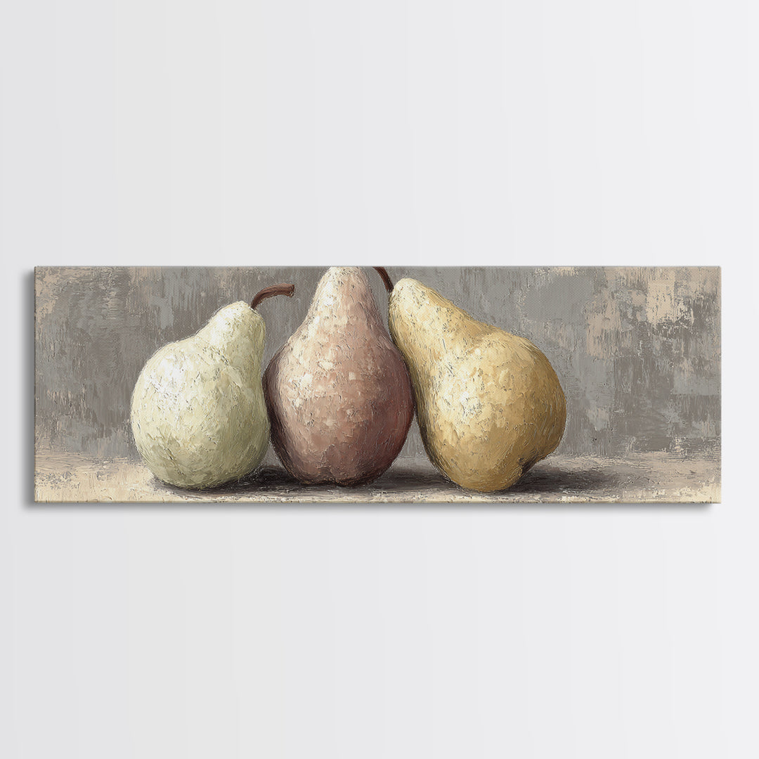 Classic Pear Still Life for Cozy Hospitality Framed Canvas Print, Guest Bedroom Art, Wall Decor, Bedroom Decor, Fine Art, Guest, GBA-3x1-84