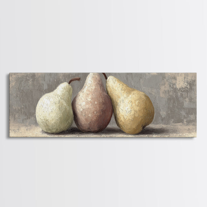 Classic Pear Still Life for Cozy Hospitality Framed Canvas Print, Guest Bedroom Art, Wall Decor, Bedroom Decor, Fine Art, Guest, GBA-3x1-84