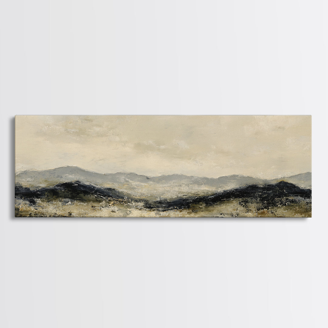 Gentle Rain over Distant Hills Canvas Print, Guest Bedroom Art, Minimalist Decor, Bedroom Decor, Oil Painting, Guest, GBA-3x1-88