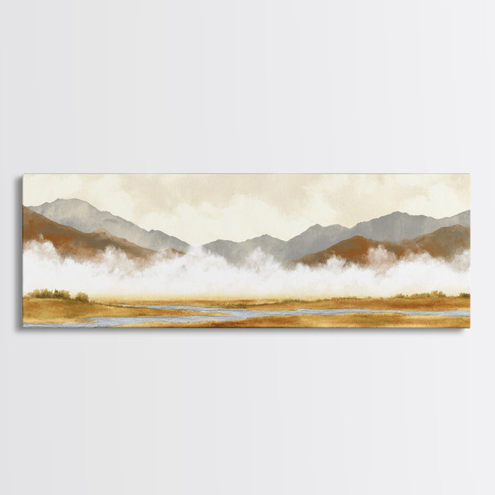 Soft Mountain Horizon Canvas Print, Guest Bedroom Art, Textured Painting, Bedroom Decor, Fine Art, Guest, Wall Art Prints, GBA-3x1-95