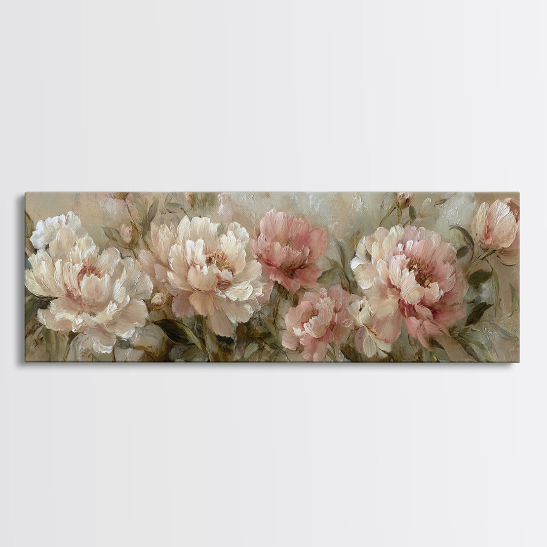 Neutral Peony Painting Canvas Print, Guest Bedroom Art, Gallery Decor, Bedroom Decor, Abstract Art, Guest, Contemporary Art, GBA-3x1-97
