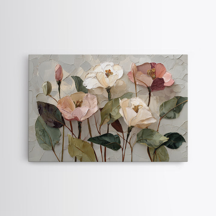 Gentle Botanical Line Drawing Trio Framed Canvas Print, Guest Bedroom Art, Digital Print, Bedroom Decor, Oil Painting, Guest, GBA-3x2-10