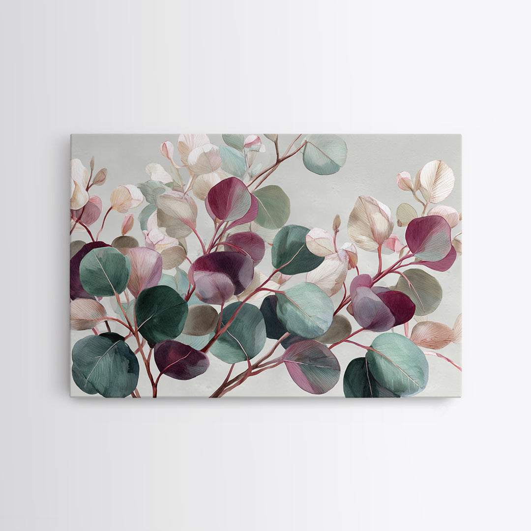 Calming Eucalyptus Watercolor Branches Framed Canvas Print, Guest Bedroom Art, Home, Bedroom Decor, Oil Painting, Guest, GBA-3x2-14