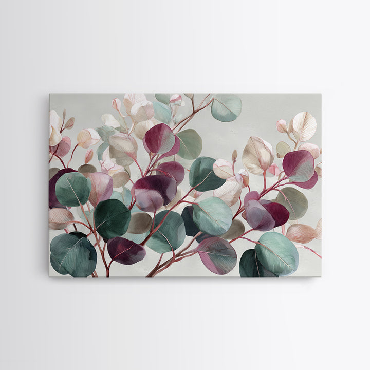 Calming Eucalyptus Watercolor Branches Framed Canvas Print, Guest Bedroom Art, Home, Bedroom Decor, Oil Painting, Guest, GBA-3x2-14