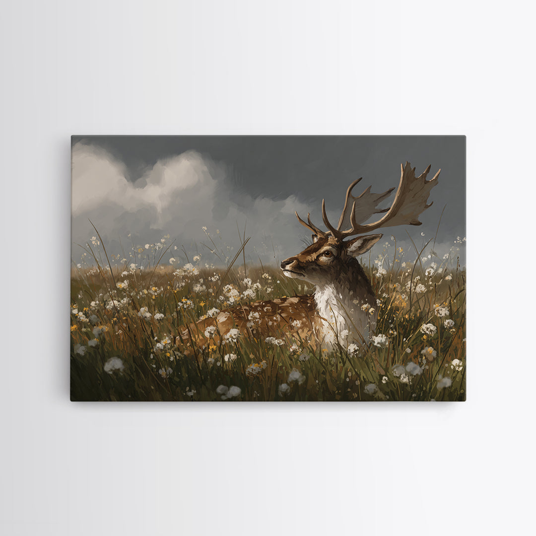 Sunlit Meadow with Delicate Flowers Framed Canvas Print, Guest Bedroom Art, Above Bed Decor, Bedroom Decor, Fine Art, Guest, GBA-3x2-19