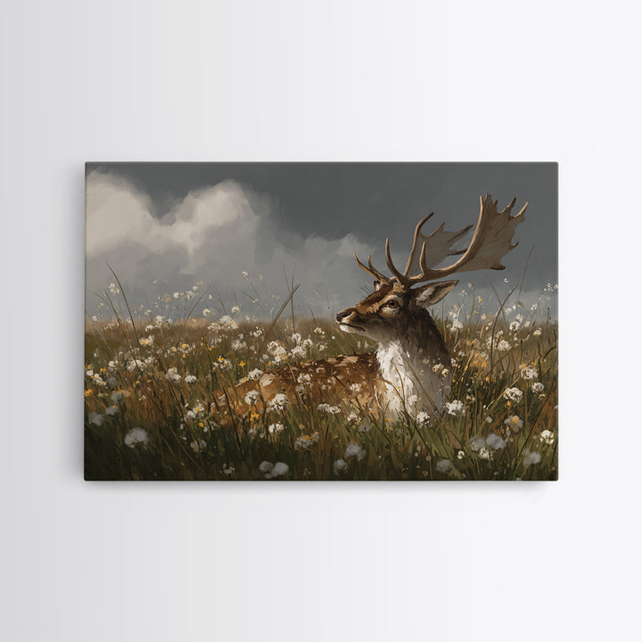 Sunlit Meadow with Delicate Flowers Framed Canvas Print, Guest Bedroom Art, Above Bed Decor, Bedroom Decor, Fine Art, Guest, GBA-3x2-19