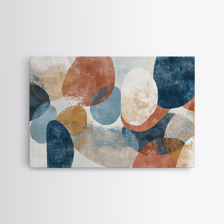 Warm Terracotta Shapes Framed Canvas Print, Guest Bedroom Art, Digital Prints, Bedroom Decor, Abstract Art, Guest, GBA-3x2-2