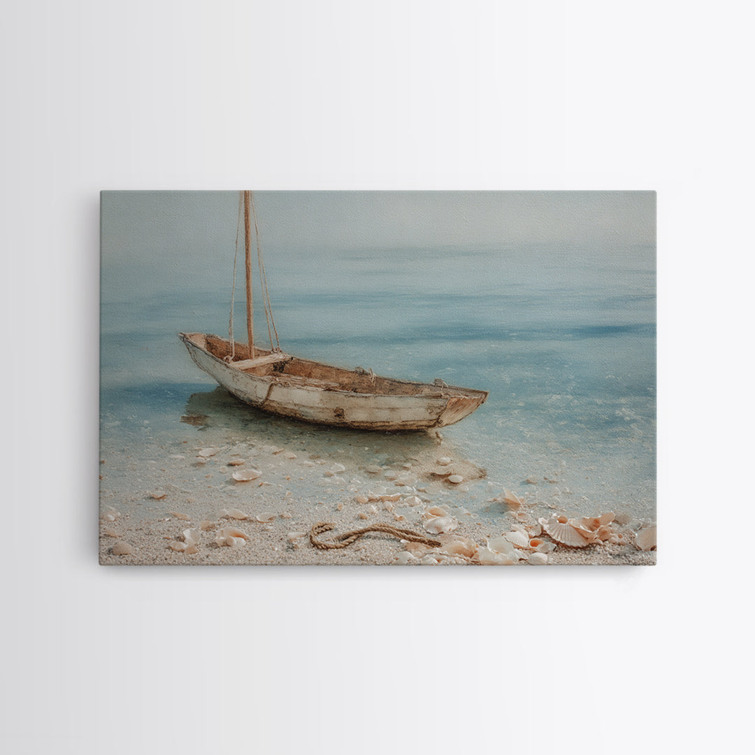 Soft Watercolor Sailboat on Quiet Water Canvas Print, Guest Bedroom Art, Wall Art Prints, Bedroom Decor, Oil Painting, Guest, GBA-3x2-22