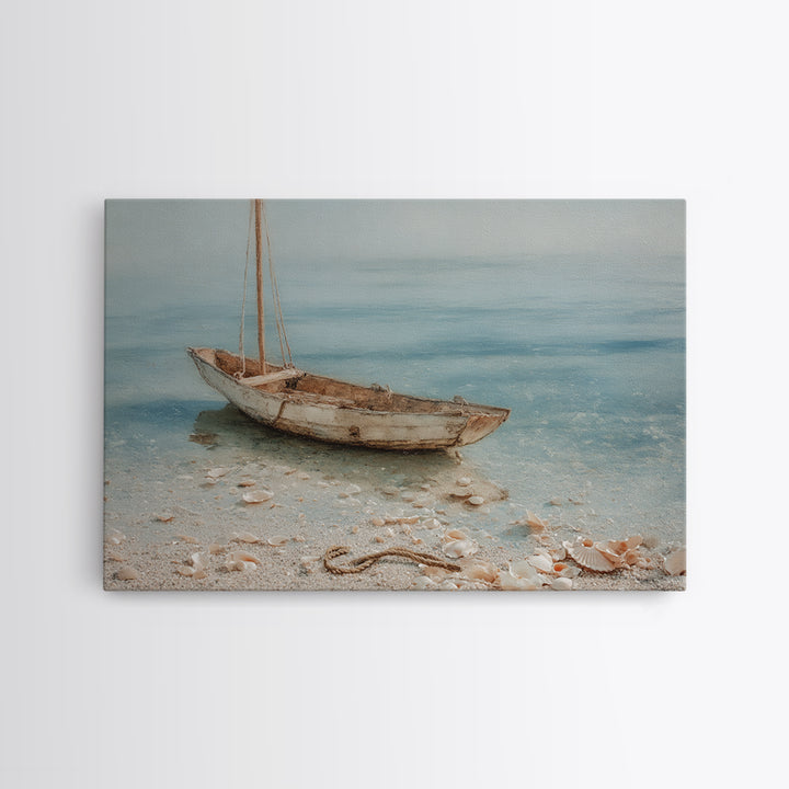 Soft Watercolor Sailboat on Quiet Water Canvas Print, Guest Bedroom Art, Wall Art Prints, Bedroom Decor, Oil Painting, Guest, GBA-3x2-22